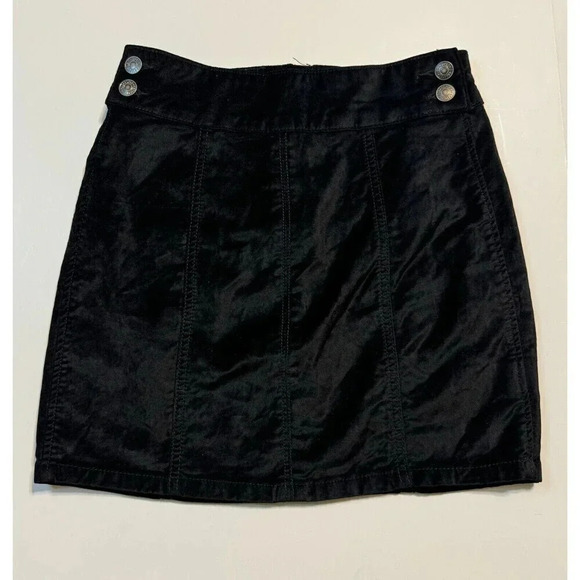 Free People Retro Velvet Mini Hi Rise Button Detail Back Zipper Size 25 - Picture 2 of 8
